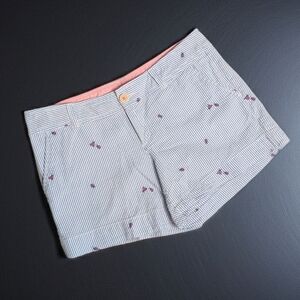 Lilly Pulitzer Blue Seersucker Ladybug Embroidered Shorts 10